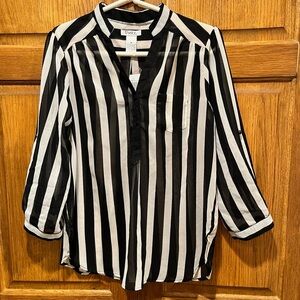 NWT Deadstock Vintage Pinky Striped Pullover Semi Sheer Blouse - Size Medium